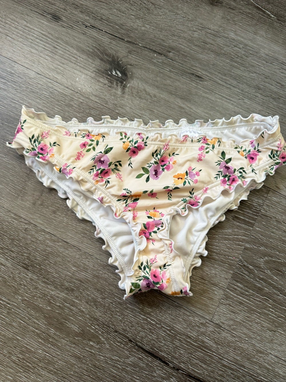 Shade & Shore Cream Floral Ruffle Bikini Bottoms